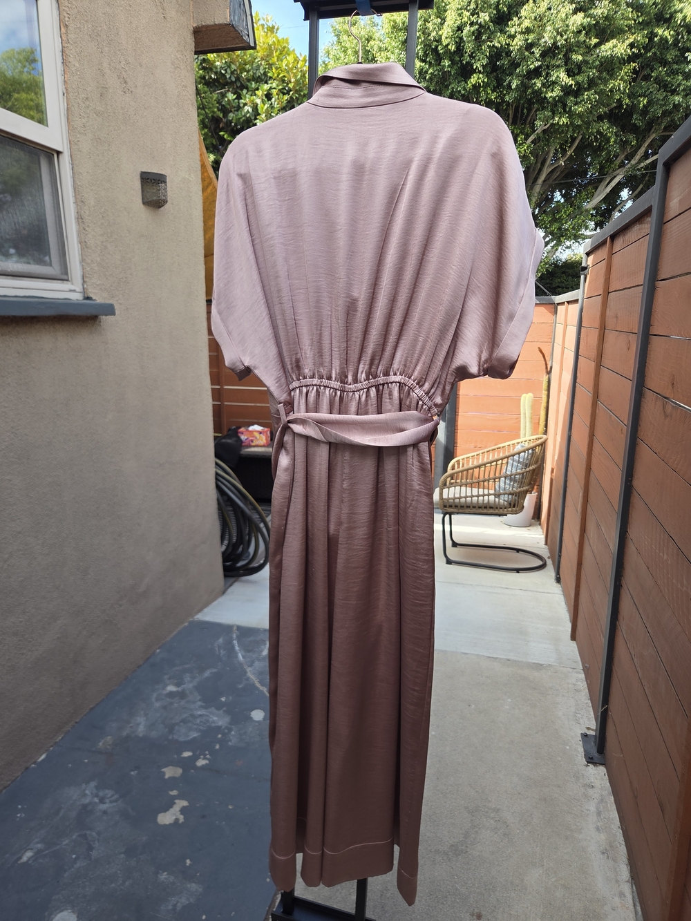 Donna Karan Dusty Rose Button-Front Belted Jumpsuit (12) - Picture 4 of 7